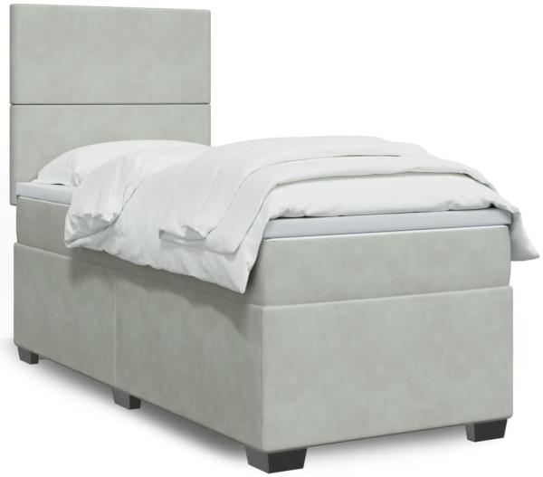 vidaXL Boxspringbett mit Matratze Hellgrau 90x190 cm Samt 3293080