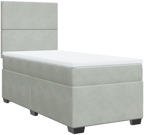 vidaXL Boxspringbett mit Matratze Hellgrau 90x190 cm Samt 3293080 Bild 5