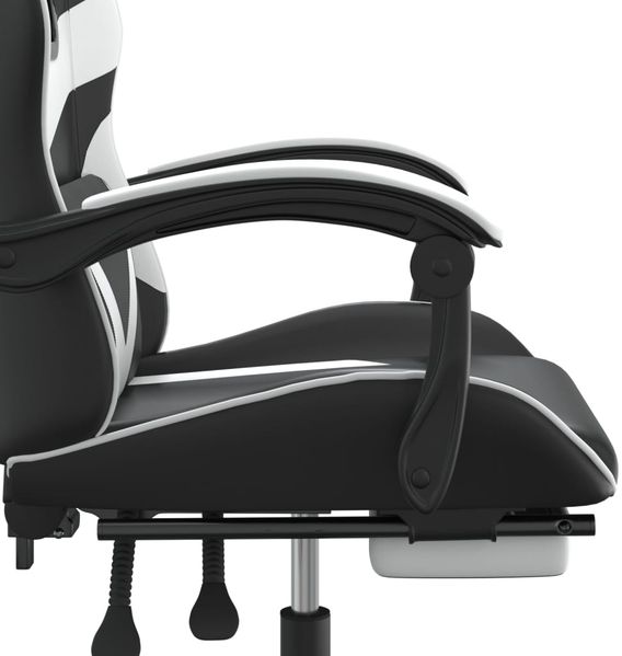 vidaXL Gaming-Stuhl mit Fußstütze Drehbar Schwarz & Weiß Kunstleder 349560 Bild 8
