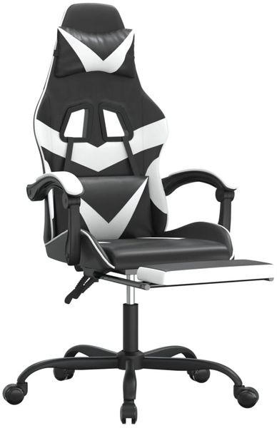 vidaXL Gaming-Stuhl mit Fußstütze Drehbar Schwarz & Weiß Kunstleder 349560 Bild 6