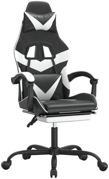 vidaXL Gaming-Stuhl mit Fußstütze Drehbar Schwarz & Weiß Kunstleder 349560