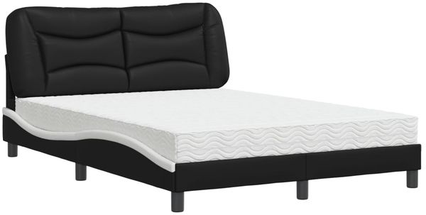 vidaXL Bett mit Matratze "Hvar" Schwarz und Weiß 120x200 cm Kunstleder 3208715 Bild 2