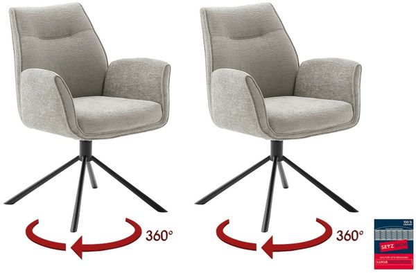 Armlehnstuhl >DIVERIA< (2-er Set) in Taupe, Polyester - 64x90x66cm (BxHxT)