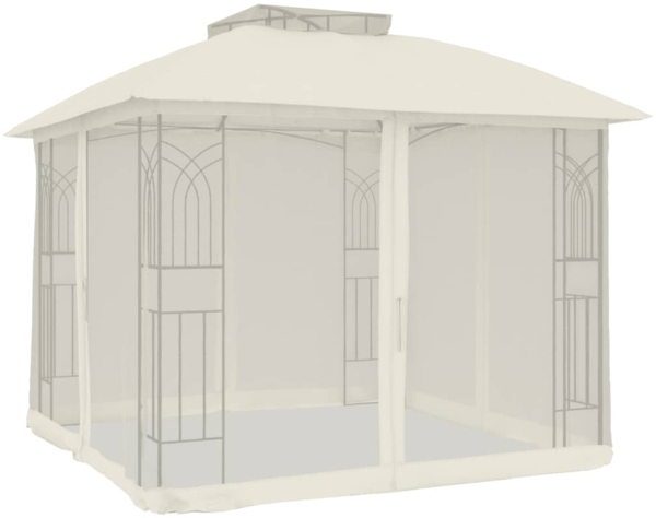 vidaXL Pavillon mit Doppeldach & Netzwänden Creme 2,94x2,94 m Stahl 368454