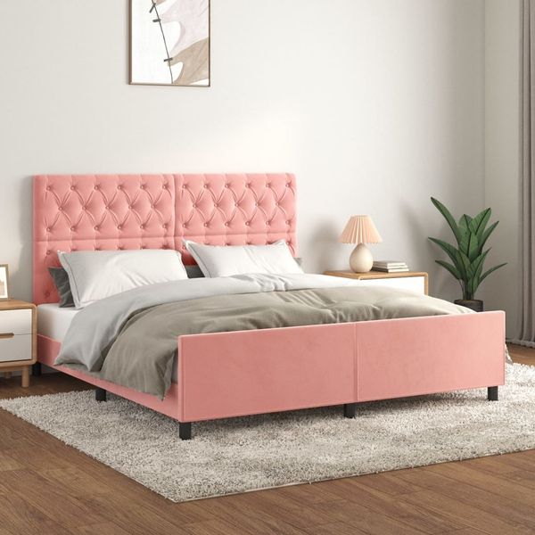 vidaXL Bettgestell mit Kopfteil Rosa 160x200 cm Samt 3125951