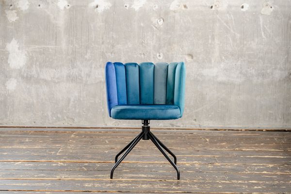 KAWOLA Esszimmerstuhl JADA Drehstuhl Velvet blau 79 x 55 x 58 cm
