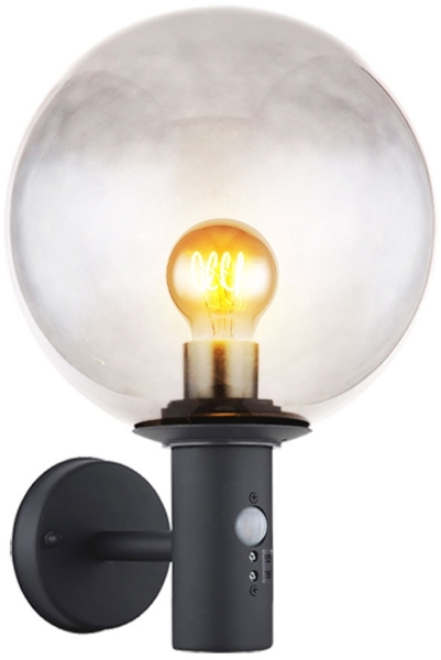 LED Wandleuchte, Bewegungsmelder, anthrazit, Glas rauch, H 37 cm