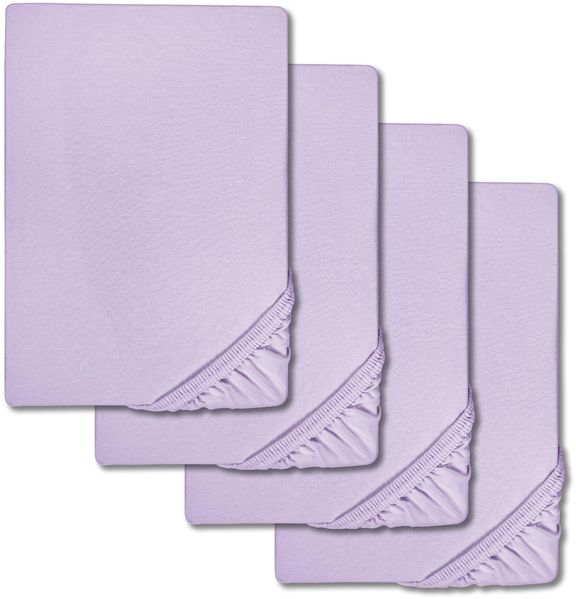 Spannbettlaken Microfaser Interlock-Jersey flieder 90 x 190 - 100 x 200 cm Doppelpack im 4er-Pack