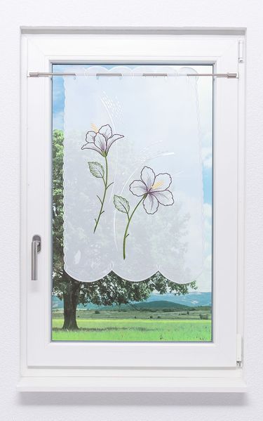 Scheibenhänger Plauener Spitze - Blume (Bx H) 49cm * 70cm Violett/dunkelviolett