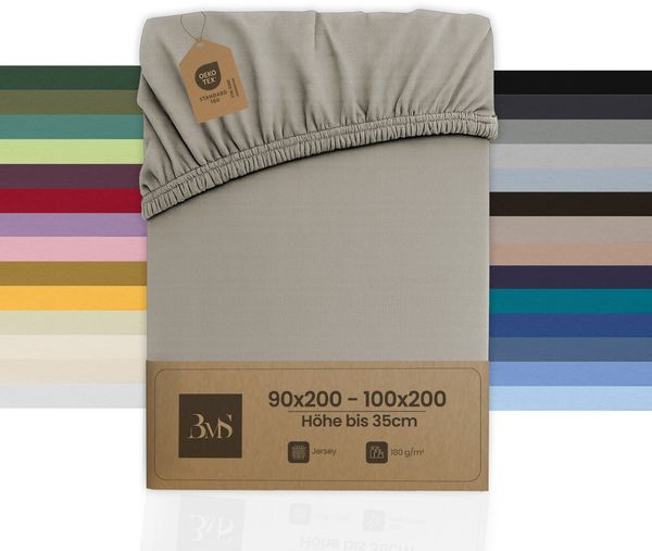 Jersey Spannbettlaken dunkelgrau 90x200 - 100x200 cm Höhe bis 35cm