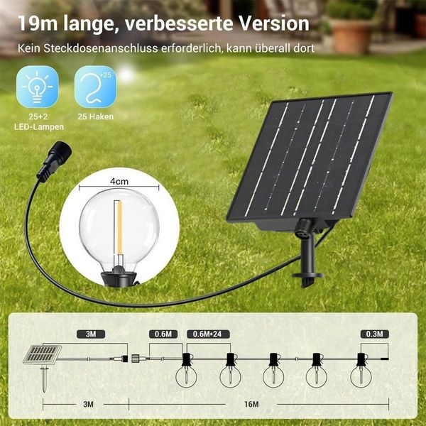 Quntis Lichterkette 9/16M solar lichterkette für draußen, Gartenleuchte, gartenbeleuchtung, Solarlampen Außen, Solar Lichterkette mit Fernbedienung/Dimmbar/Timer
