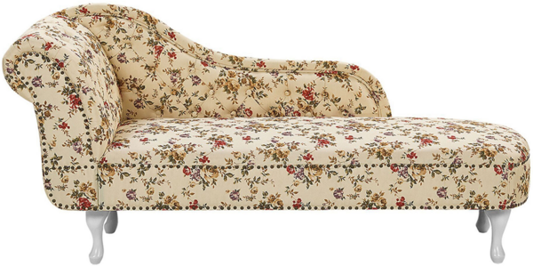 Beliani 'Nimes' Chaiselongue, Beige mit Blumenmuster, Stoff, 79 x 65 x 169 cm, Links