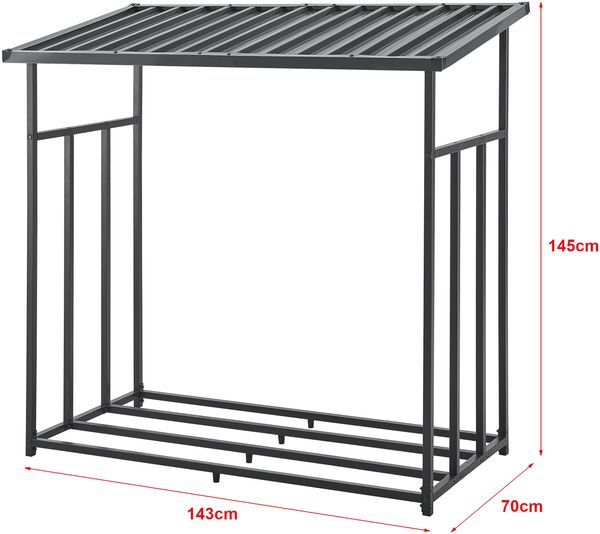 Brennholzregal Yakutat Schwarz 145x143x70 cm [casa. pro] Bild 3