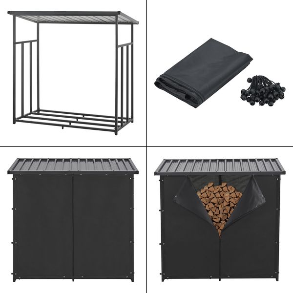 Brennholzregal Yakutat Schwarz 145x143x70 cm [casa. pro] Bild 5