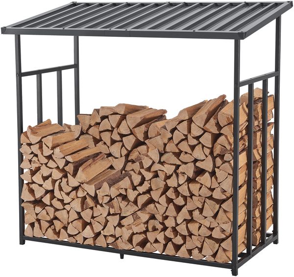 Brennholzregal Yakutat Schwarz 145x143x70 cm [casa. pro] Bild 2
