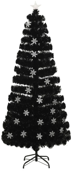 vidaXL Weihnachtsbaum mit LED-Schneeflocken Schwarz 180 cm Fiberoptik 328463