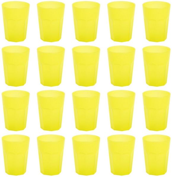 Engelland Becher Plastikbecher in modernen Neonfarben, Mehrweg, 20-tlg, Kunststoff, spülmaschinengeeignet, bruchfest, wiederverwendbar, 250 ml, 0,25 Liter