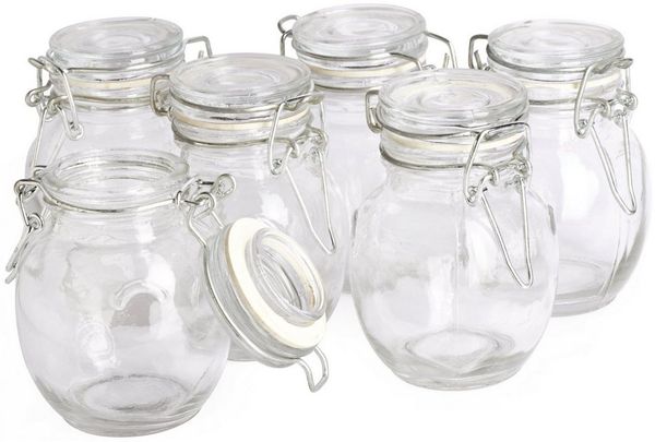 VBS Vorratsglas, Glas, bauchig, H 9 cm, Ø 6 cm, 120 ml, 6 Stück