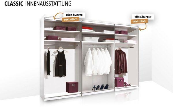 STAUD Schwebetürenschrank Sinfonie Plus, edles Design in hochwertiger Qualität, Made in Germany (in 4 verschiedenen Ausstattungen erhältlich) Mit kombinierter Glas-Spiegel-Front, viele Varianten