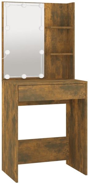 Schminktisch mit LED 60 x 40 x 140 cm Braun Bild 3