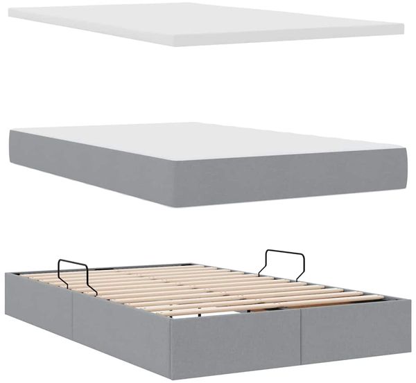 vidaXL Bett mit Stauraum und LED Hellgrau 120 x 200 cm Polyester 3372408 Bild 9