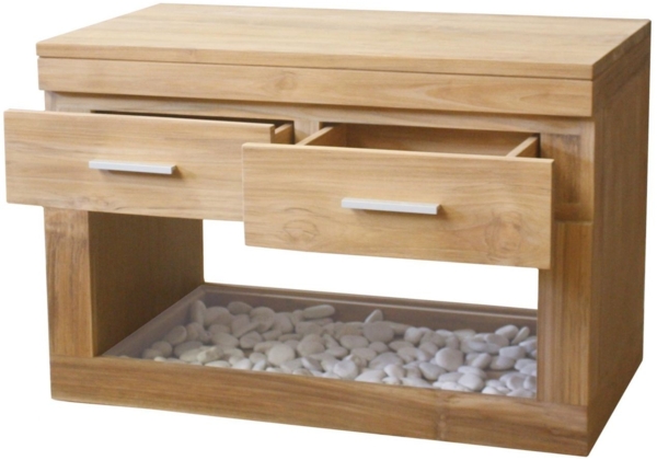 Waschbeckenunterschrank Boras Teak Massivholz hängend - Breite vom Unterschrank: 90 cm Bild 3