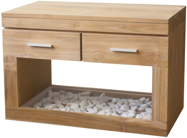 Waschbeckenunterschrank Boras Teak Massivholz hängend - Breite vom Unterschrank: 90 cm Bild 2