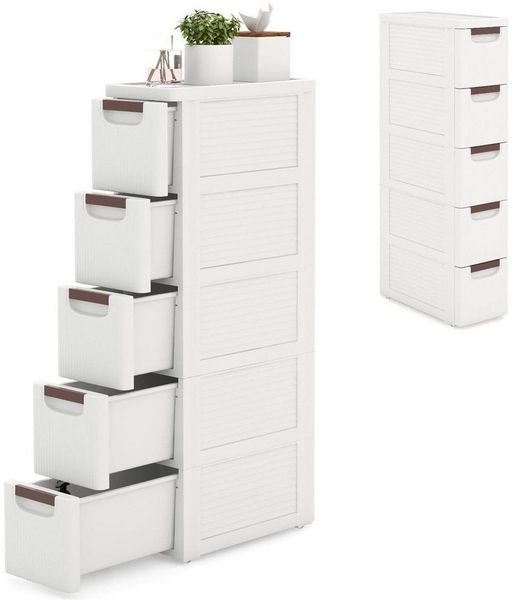 BlingBin Beistellwagen Schmaler Nischenschrank auf Rollen Rollschrank mit 4/5 Schubladen, (1er Set, 1 St, 42 x 19 x 91 cm), Nischenwagen Nischenregal Apothekerschrank Badezimmerschrank