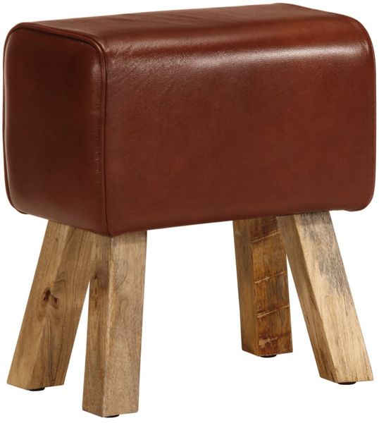 vidaXL Sitzbank Turnbock-Design 38 cm Braun Echtleder Massivholz Mango 320786