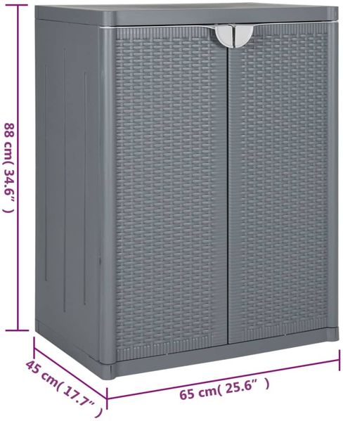 vidaXL Gartenschrank Grau 65x45x88 cm PP Rattan-Optik 364062 Bild 9