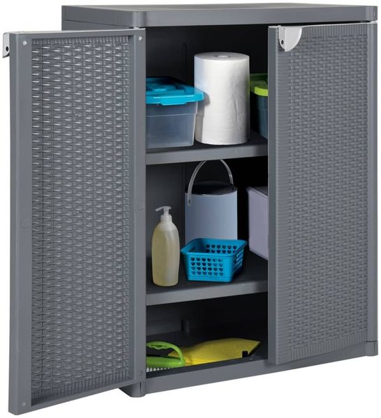 vidaXL Gartenschrank Grau 65x45x88 cm PP Rattan-Optik 364062 Bild 8