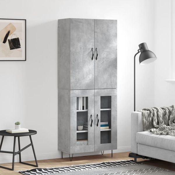 vidaXL Highboard Betongrau 69,5x34x180 cm Holzwerkstoff 3198069