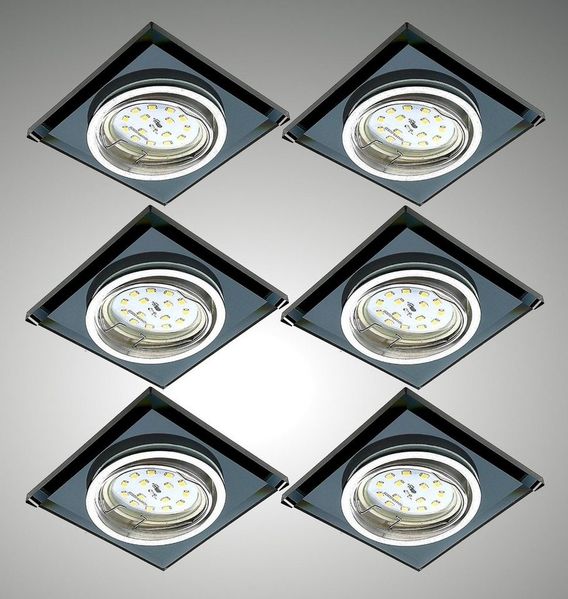 TRANGO LED Einbauleuchte, 3 Stufen dimmbar, 1er Set 6736S-01MOSD *BLACK CRYSTAL* LED Deckenstrahler aus schwarzem handgeschliffenem Glas & Alu inkl. 1x 3-Stufen dimmbar Ultra Flach LED Modul, 3000K warmweiß, Einbauspot, Deckenleuchte