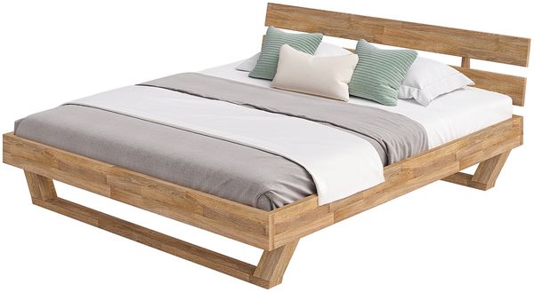 skølm 'Nornir' Bett 180x200 cm, Bettgestell, natur geölt, Massivholzbett aus Eiche mit Holzkufen, Doppelbett mit Streben Bettkopf Bild 9