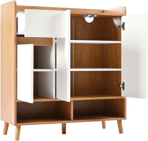 Kommode / Sideboard / Schuhschrank mit verstellbaren Einlegeböden – Minimalistischer Home Organizer mit Massivholzbeinen – Maße: H99 cm x B90 cm x T35 cm Bild 10