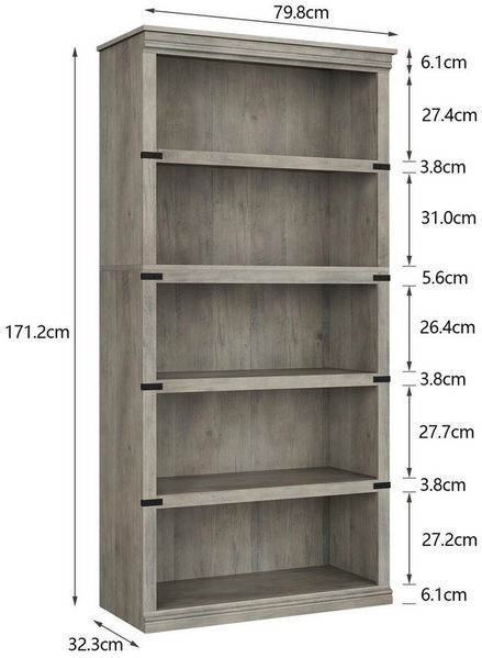 GarveeMore Bücherregal Vintage-Bücherregal aus Holz Ablageregal Standregal Mehrzweckregal, Regal Stauraumregal für Wohnzimmer, Büro oder Schlafzimmer(3/5-Regal)
