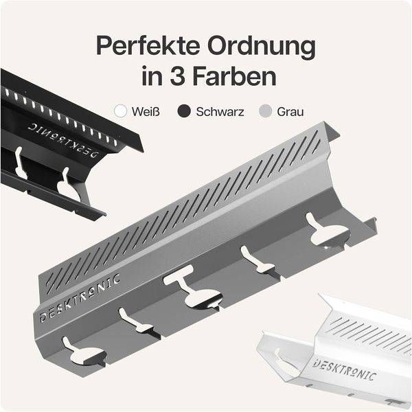 Desktronic Kabelkanal Schreibtisch, 2x43cm, Hochwertiger Stahl, Kabel Organizer für Kabelführung Grau Bild 7
