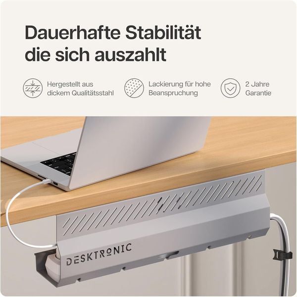 Desktronic Kabelkanal Schreibtisch, 2x43cm, Hochwertiger Stahl, Kabel Organizer für Kabelführung Grau Bild 4