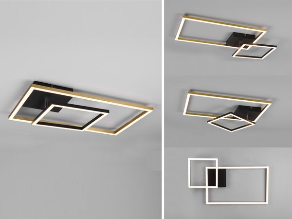 Reality LED Deckenleuchte Padella schwarz, gold, Switch Dimmer, schwenkbar