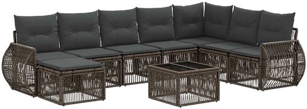vidaXL Gartensofa-set 9 pcs Grau und Dunkelgrau Poly-Rattan 3435512