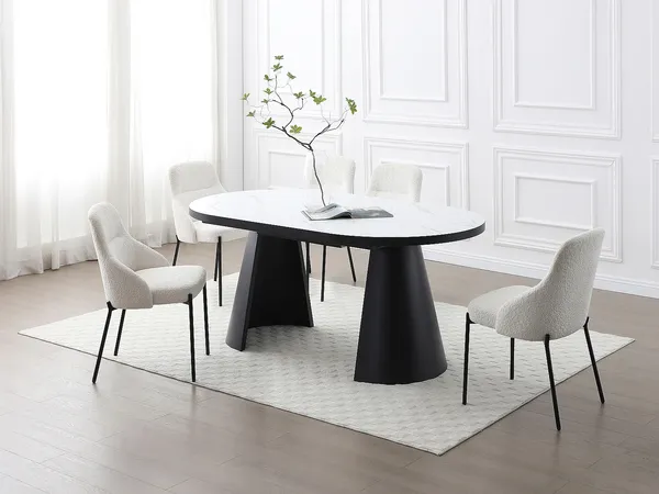 Vente-unique - KORIZEA Esstisch Holz, Platte SchwarzWeiß - B 100 cm x H 76 cm x L 240 cm180 cm