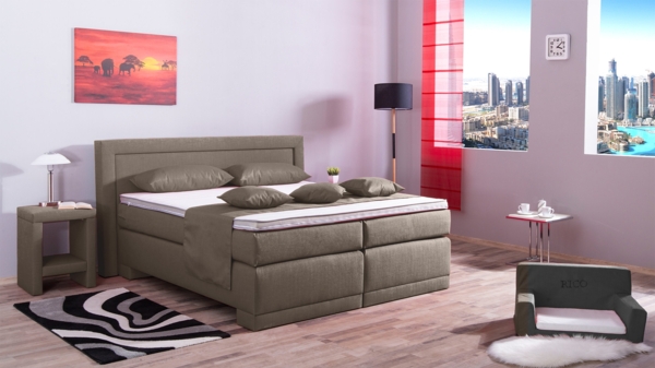 Meisterbetten Boxspringbett Rico 140x200 in W-Sahara, Matratzenbezug Nano, Komfortschaum-Topper Bild 3