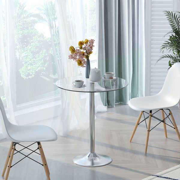 HOMCOM Esstisch mit Platte und Metallgestell (Esszimmertisch, 1-St, Küchentisch), für Esszimmer, Silber