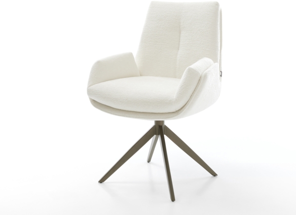 Drehstuhl Clea-Flex Bouclé Soft Beige Kreuzgestell breit Effektfinish Titan 360° drehbar Wippfunktion