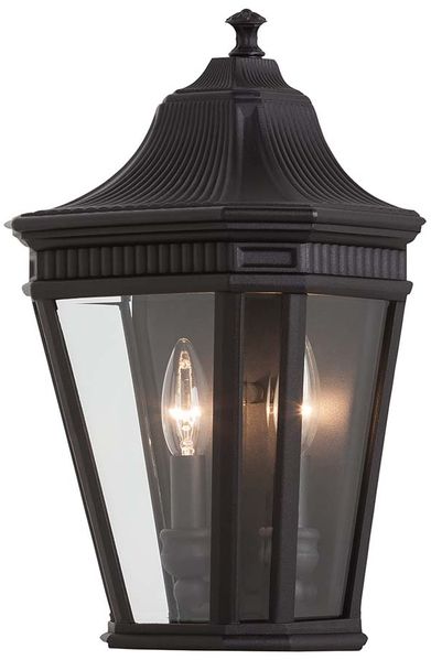 Außenleuchte, Wandlampe, ALU-Druckguss Glas, Schwarz, H 40,6 cm