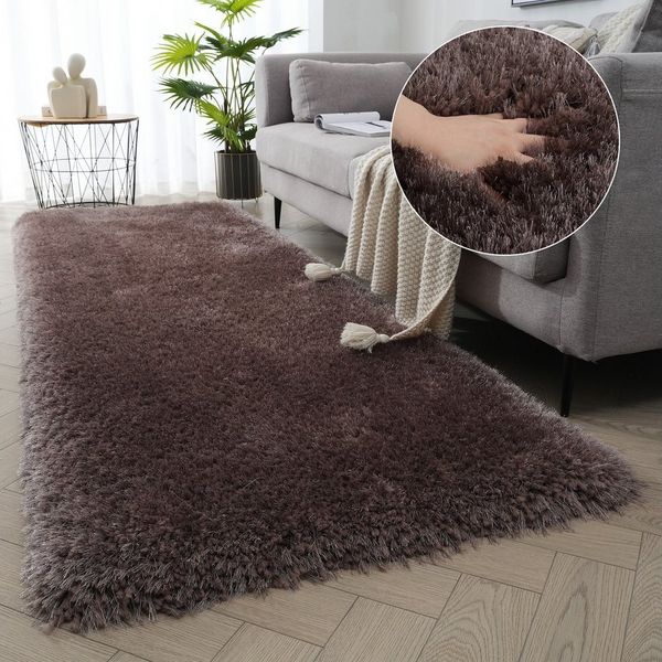 OTTO home Hochflor-Läufer Micro exclusiv Teppich, sehr hoher Flor, weich durch Mikrofaser, rechteckig, Höhe: 78 mm, weich, Microfaser, unifarben, Schlafzimmer, Wohnzimmer, Esszimmer