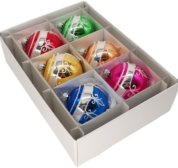 nostalgisches Weihnachtskugel-Set Ø 6cm - Schatzhauser Christbaumschmuck, Lauschaer Glaskunst