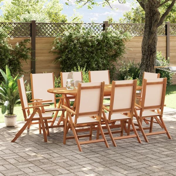 vidaXL 9-tlg. Garten-Essgruppe Massivholz Akazie und Textilene 3279271