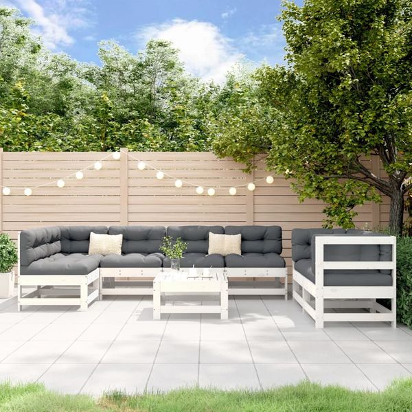 vidaXL 8-tlg. Garten-Lounge-Set Weiß Massivholz Kiefer 3186453