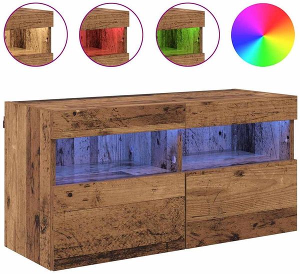 vidaXL TV-Wandschrank mit LED Altholz 80 x 30 x 40 cm Holzwerkstoff 882977 Bild 4